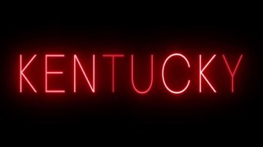 Kırmızı yanıp sönen ve yanıp sönen neon ışığı Kentucky için.