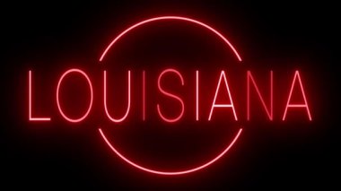Louisiana için yanıp sönen kırmızı neon ışığı.
