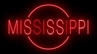 Mississippi için yanıp sönen kırmızı neon ışığı