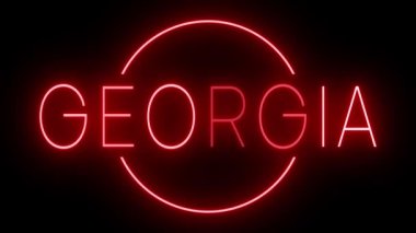 Georgia için yanıp sönen kırmızı ve yanıp sönen neon ışığı.