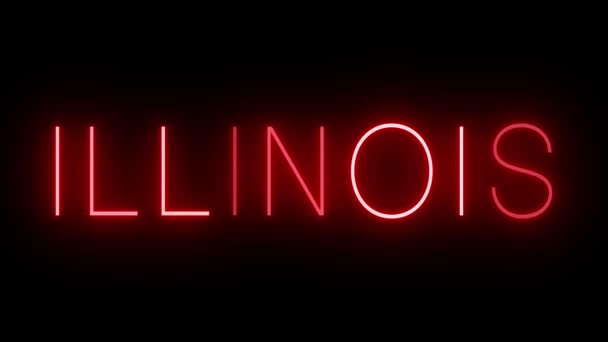 Rosso Tremolio Lampeggiante Neon Segno Illinois — Video Stock