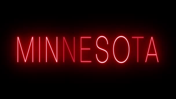 Piros Villogó Villogó Neon Jel Minnesota — Stock videók