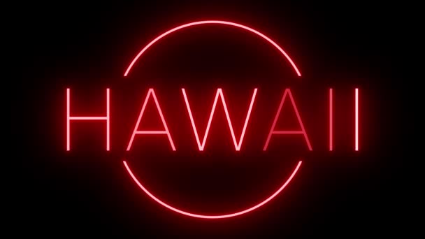 Rosso Tremolante Lampeggiante Cartello Neon Hawaii — Video Stock