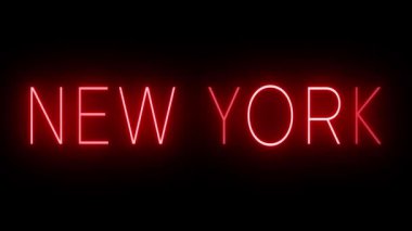 Kırmızı yanıp sönen ve yanıp sönen New York tabelası.