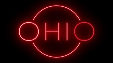 Ohio için yanıp sönen kırmızı neon ışığı