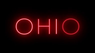 Ohio için yanıp sönen kırmızı neon ışığı