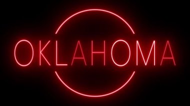 Oklahoma için yanıp sönen kırmızı neon ışığı.