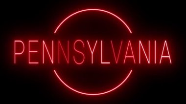 Pensilvanya için yanıp sönen kırmızı neon ışığı