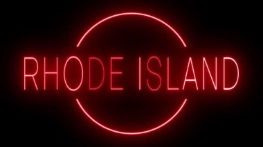Rhode Island için yanıp sönen kırmızı neon ışığı.
