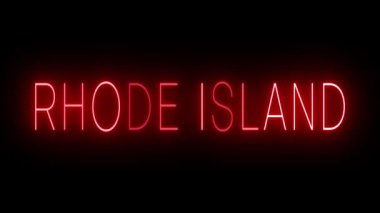 Rhode Island için yanıp sönen kırmızı neon ışığı.
