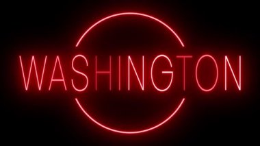 Washington için yanıp sönen kırmızı ve yanıp sönen neon ışığı