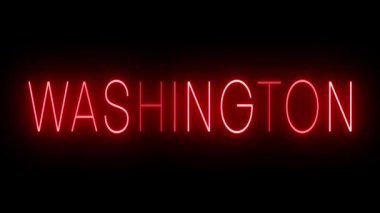 Washington için yanıp sönen kırmızı ve yanıp sönen neon ışığı