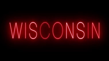 Wisconsin için yanıp sönen kırmızı neon ışığı.