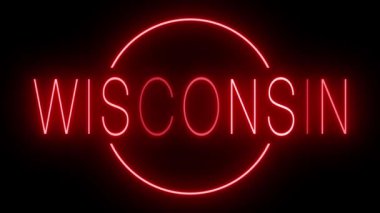 Wisconsin için yanıp sönen kırmızı neon ışığı.