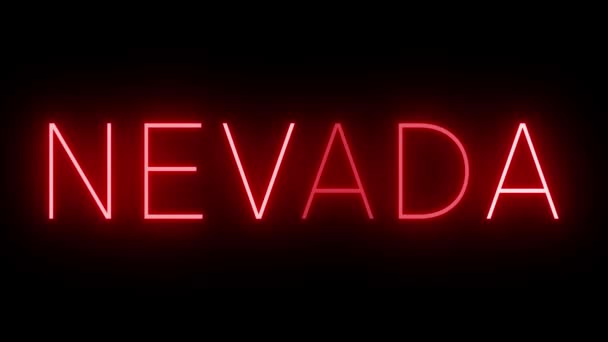 Rotes Flackern Und Blinkende Leuchtreklame Für Nevada — Stockvideo