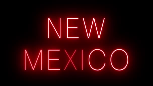 Rotes Flackern Und Blinkende Leuchtreklame Für New Mexico — Stockvideo
