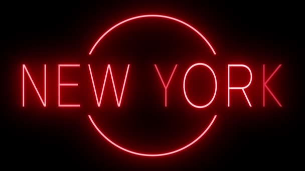 Červené Blikající Blikající Neonové Znamení Pro New York — Stock video