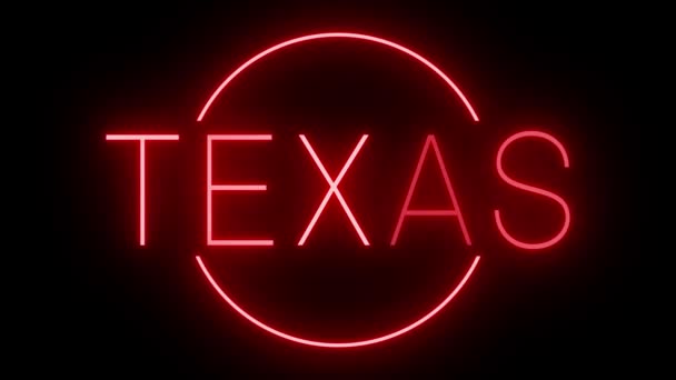 Sinal Néon Piscando Cintilando Vermelho Para Texas — Vídeo de Stock