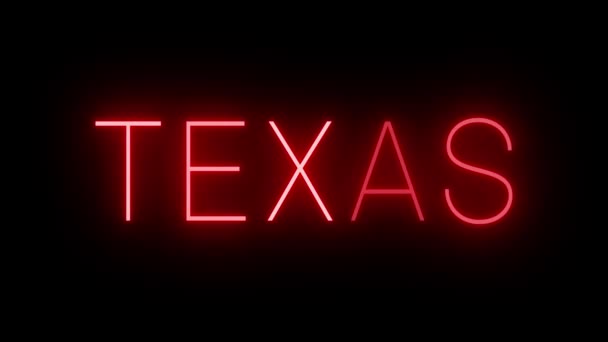 德州的红色闪烁和闪烁霓虹灯标志 — 图库视频影像