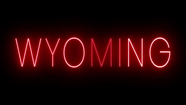 Rojo Parpadeando Parpadeando Letrero Neón Para Wyoming — Vídeo de stock