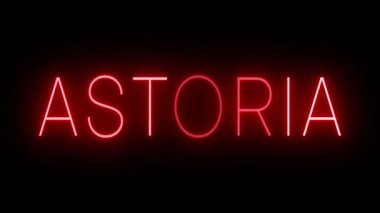 Kırmızı yanıp sönen ve yanıp sönen neon ışığı Astoria için