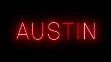 Kırmızı yanıp sönen ve yanıp sönen neon ışığı Austin için