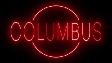 Columbus için yanıp sönen kırmızı neon ışığı.