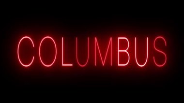 Columbus için yanıp sönen kırmızı neon ışığı.