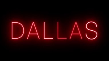 Kırmızı yanıp sönen ve yanıp sönen neon ışığı Dallas için