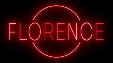 Floransa için yanıp sönen kırmızı neon ışığı