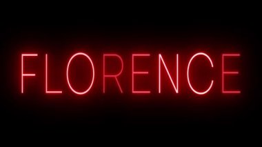 Floransa için yanıp sönen kırmızı neon ışığı
