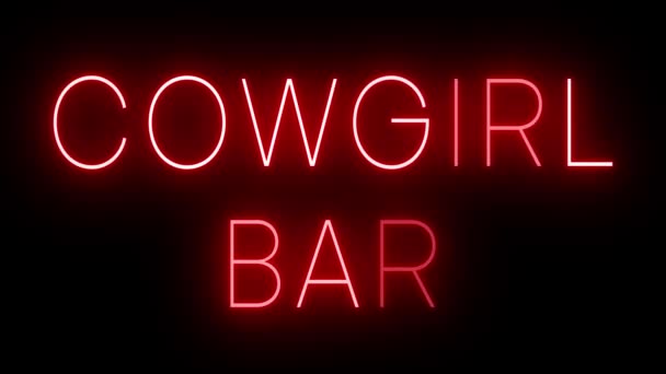 Czerwony Migoczący Mrugający Animowany Neon Dla Cowgirl Bar — Wideo stockowe