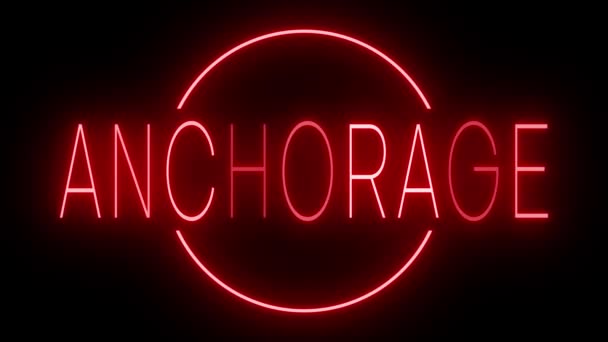 Rosso Tremolante Lampeggiante Cartello Animato Neon Anchorage — Video Stock