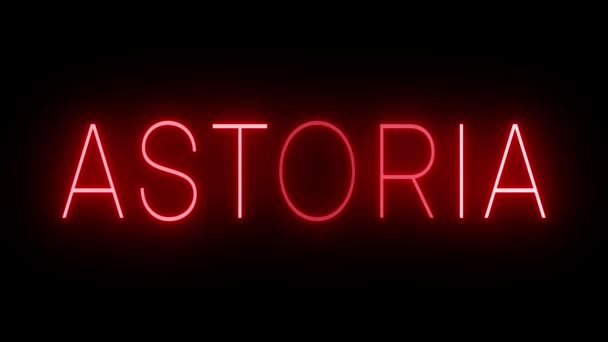 Kırmızı Yanıp Sönen Yanıp Sönen Neon Işığı Astoria Için — Stok video