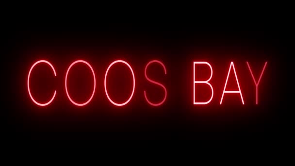 Czerwony Migoczący Mrugający Neon Dla Coos Bay — Wideo stockowe