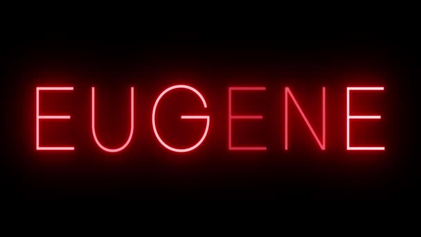 Red Flickering Blinking Animated Neon Sign Eugene — Stock Video