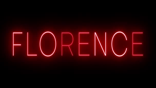 佛罗伦萨的红色闪烁和闪烁的动画霓虹灯标志 — 图库视频影像