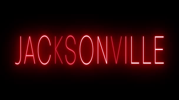 Rosso Tremolante Lampeggiante Cartello Animato Neon Jacksonville — Video Stock