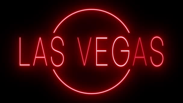 Red Flickering Blinking Animated Neon Sign Las Vegas — Stock Video