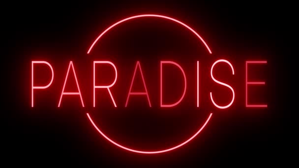 Rood Flikkerend Knipperend Geanimeerd Neon Teken Voor Het Paradijs — Stockvideo
