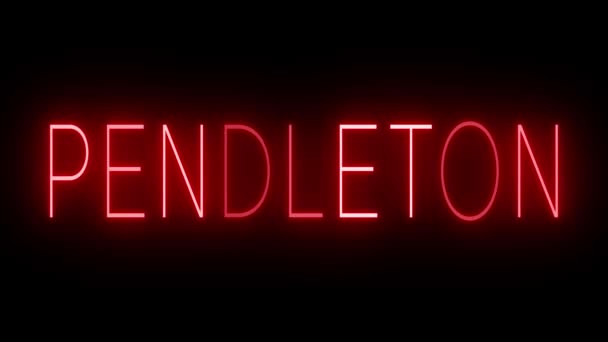 Rood Flikkerend Knipperend Geanimeerd Neon Teken Voor Pendleton — Stockvideo