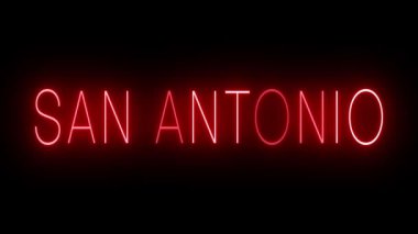Kırmızı yanıp sönen ve yanıp sönen neon ışığı San Antonio için