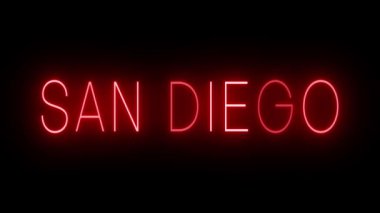 San Diego için yanıp sönen kırmızı neon ışığı.
