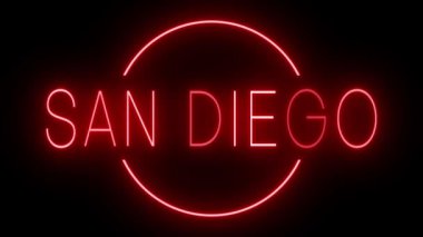 San Diego için yanıp sönen kırmızı neon ışığı.