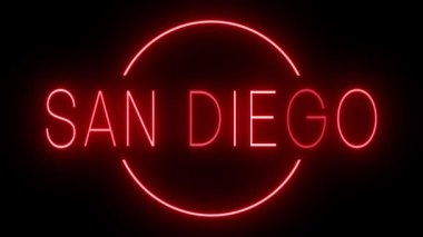 San Diego için yanıp sönen kırmızı neon ışığı.