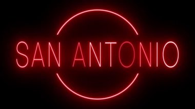 Kırmızı yanıp sönen ve yanıp sönen neon ışığı San Antonio için