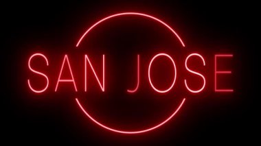 Kırmızı yanıp sönen ve yanıp sönen neon ışığı San Jose için