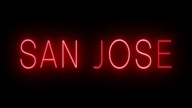 Kırmızı yanıp sönen ve yanıp sönen neon ışığı San Jose için