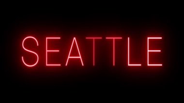 Kırmızı yanıp sönen ve yanıp sönen neon işareti Seattle için