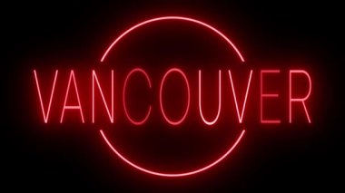 Vancouver için yanıp sönen kırmızı neon ışığı